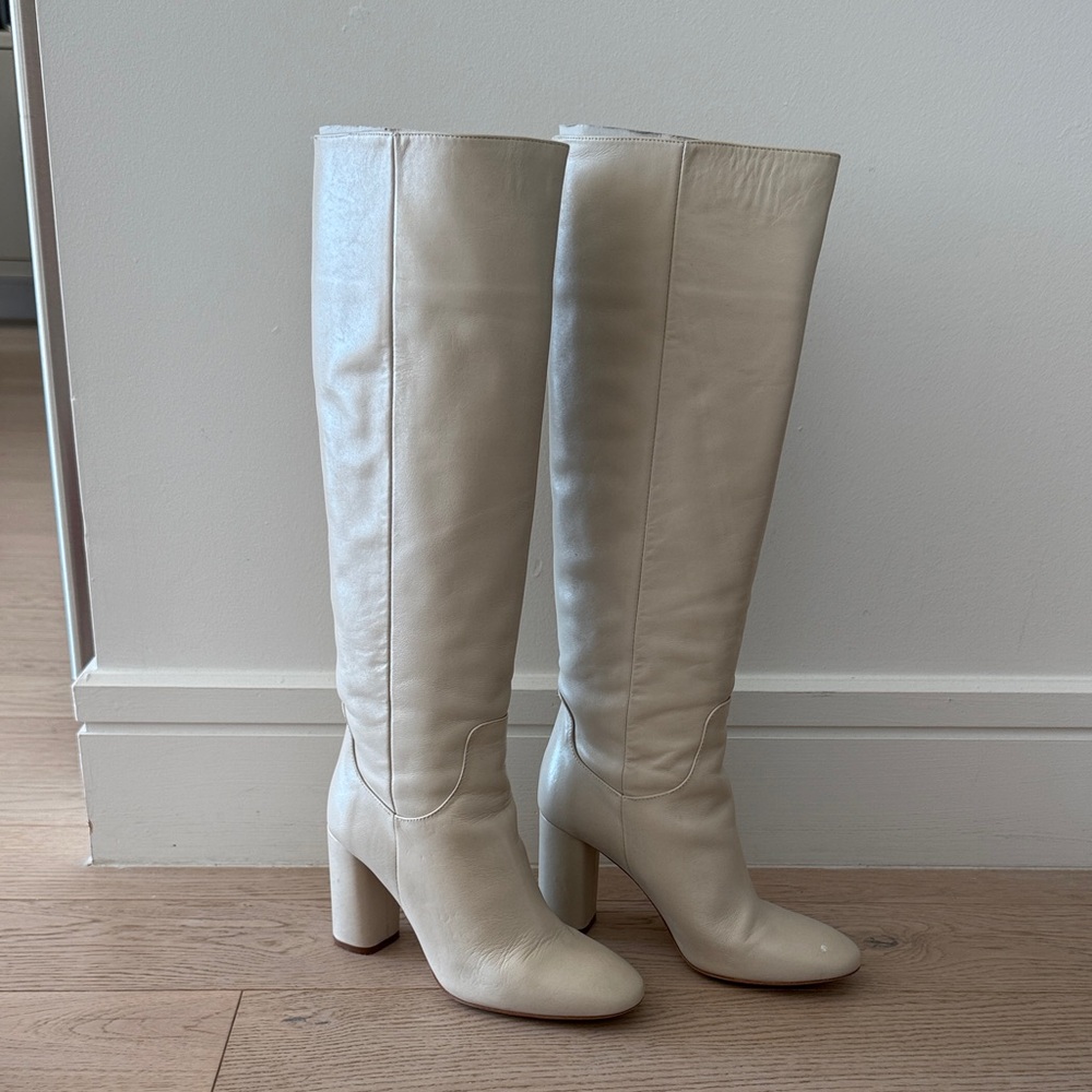 Zara Cream Over the Knee Boots